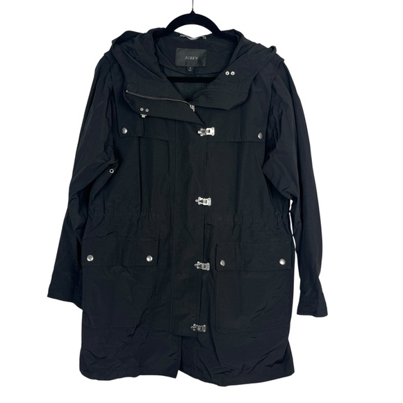 J. CREW Women's Midweight Utility Rain Jacket Black Size Medium Preppy School - Picture 1 of 15